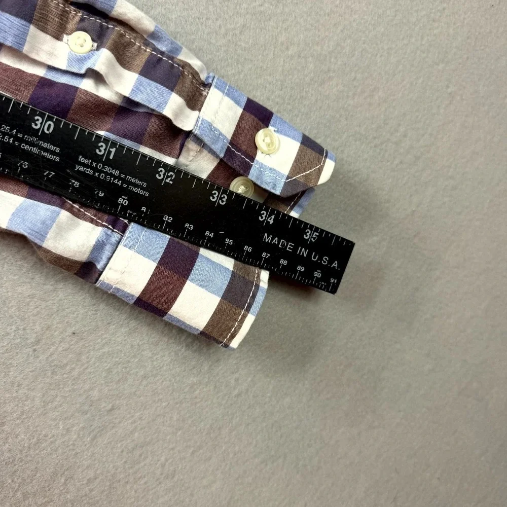 Banana Republic Dress Shirt Men XL Multi Gingham Plaid Cotton Business Button Up